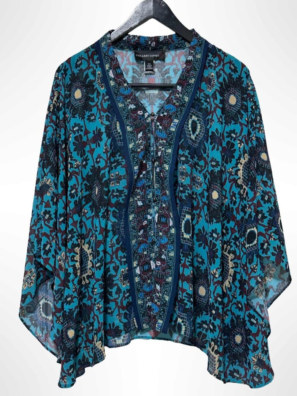 COLLEEN LOPEZ Mosaic Medallion Button Up Kimono Cardigan Size M/L
